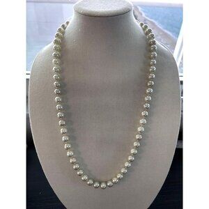 Vintage Chanel Faux Pearl Strand Necklace 31" Long With Logo Clasp